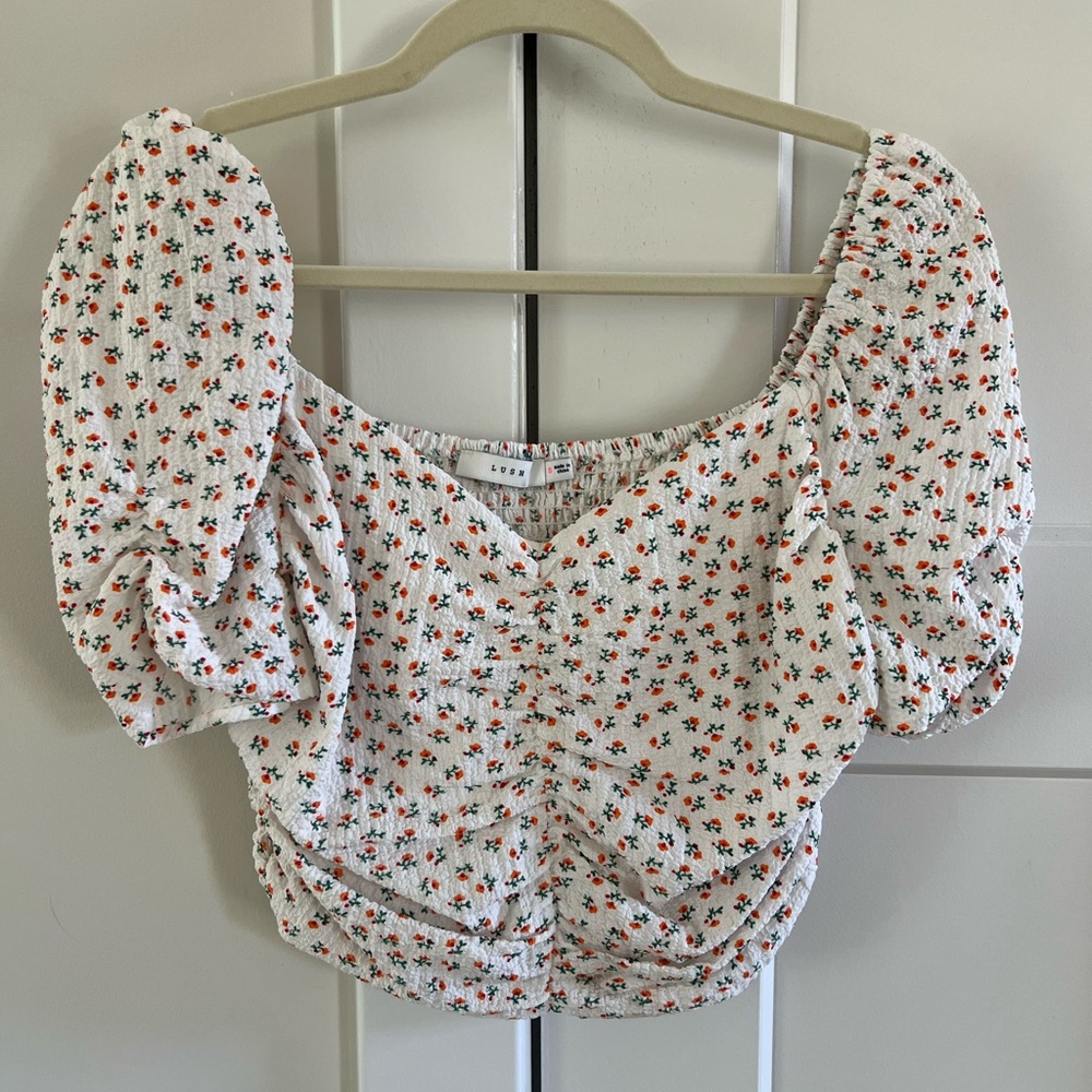 Lush Smocked Floral Crop Top